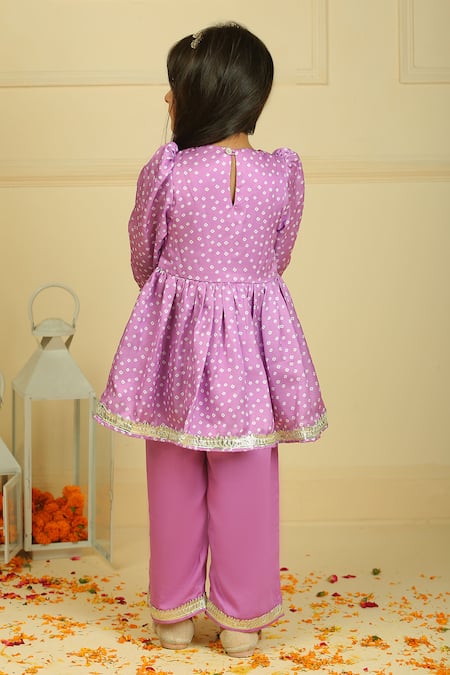 Pankhuri By Priyanka Bandhani Peplum Top With Straight Pant 