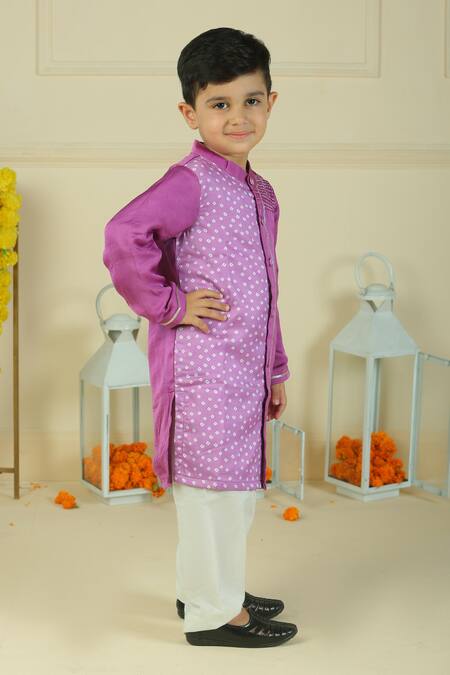 Pankhuri By Priyanka Purple Modal, Satin Bandhani Kurta And Pyjama Set Online at Aza Fashions Pankhuri By Priyanka_Purple Modal, Satin Bandhani Kurta And Pyjama Set _Online_at_Aza_Fashions