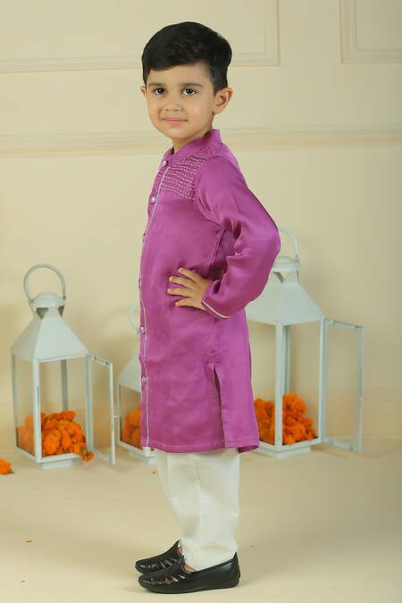 Pankhuri By Priyanka Purple Modal, Satin Bandhani Kurta And Pyjama Set at Aza Fashions Pankhuri By Priyanka_Purple Modal, Satin Bandhani Kurta And Pyjama Set _at_Aza_Fashions