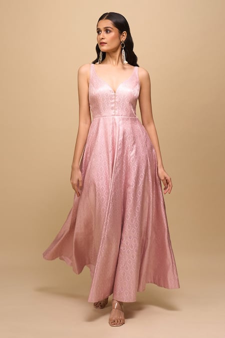 Samyukta Singhania Pink Brocade Anarkali Dress 