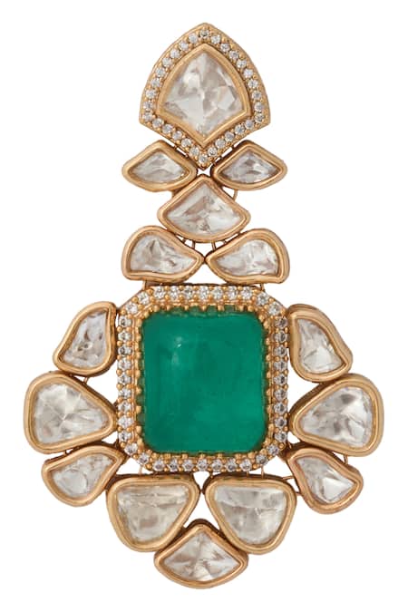 Shop Nazaakat By Samara Singh Mint Zari Kundan Green Jewelry Set Shop_Nazaakat By Samara Singh_Mint Zari Kundan Green Jewelry Set