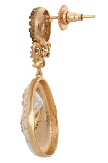 Buy_Nazaakat By Samara Singh_Cream Zari Kundan Necklace And Earring Set 