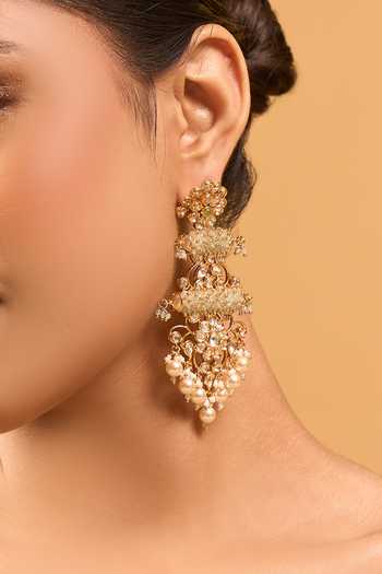 Nazaakat By Samara Singh Mint Kundan Green Earrings at Aza Fashions Nazaakat By Samara Singh_Mint Kundan Green Earrings _at_Aza_Fashions