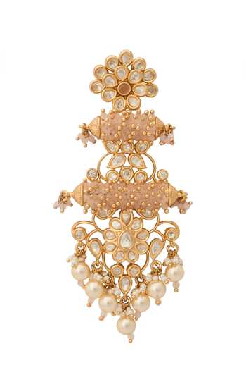 Shop_Nazaakat By Samara Singh_Pink Pearls Kundan Earrings _Online_at_Aza_Fashions