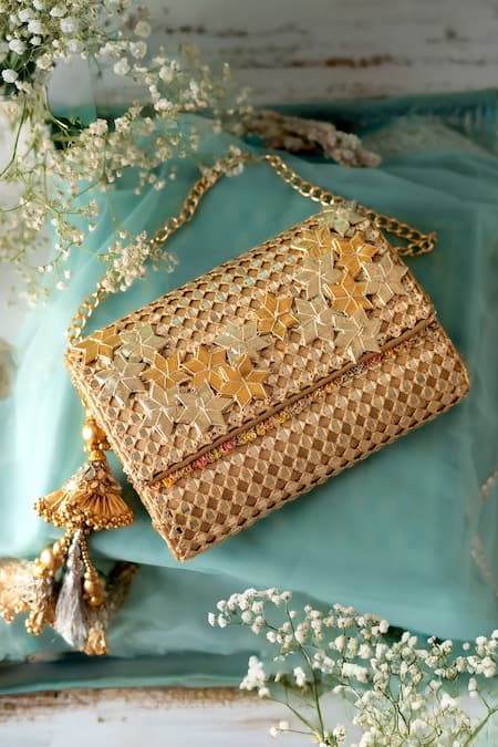 Buy_Bhavna Kumar_Gold Gota Patti, Sequins Embellished Clutch 