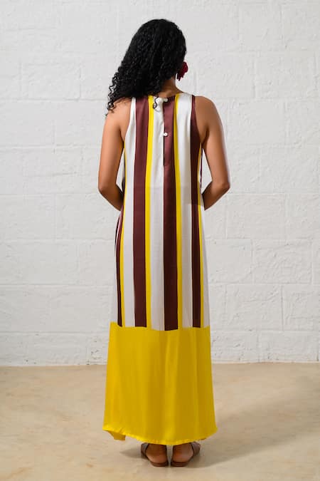 Shop Prachi Kamat Brown Modal, Satin Embroidery Round Neck And White Floral Maxi Dress at Aza Fashions Shop_Prachi Kamat_Brown Modal, Satin Embroidery Round Neck And White Floral Maxi Dress _at_Aza_Fashions