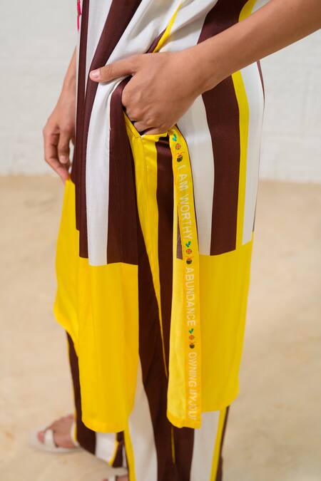 Prachi Kamat Brown Modal, Satin Embroidery Round Neck Striped Designer Kurta Pant Set Online at Aza Fashions Prachi Kamat_Brown Modal, Satin Embroidery Round Neck Striped Designer Kurta Pant Set _Online_at_Aza_Fashions
