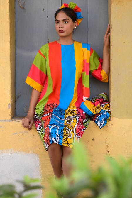 Prachi Kamat Multi Color Poplin Round Neck Multicolor Designer Dress at Aza Fashions Prachi Kamat_Multi Color Poplin Round Neck Multicolor Designer Dress _at_Aza_Fashions