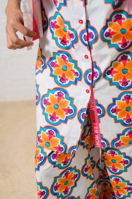 Buy_Prachi Kamat_Multi Color Poplin Round Neck Multicolor Printed Kurta And Palazzo Set _Online_at_Aza_Fashions