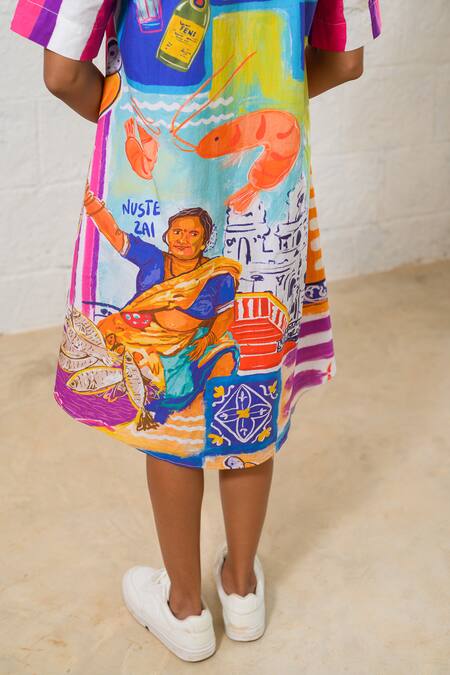 Buy Prachi Kamat Poplin Collared Multicolor Designer Dress Online at Aza Fashions Buy_Prachi Kamat_Poplin Collared Multicolor Designer Dress _Online_at_Aza_Fashions