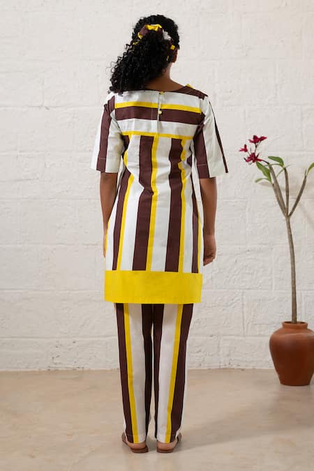 Prachi Kamat Brown & White Striped Kurta Pant Set 
