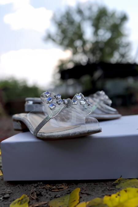 Shiveen Shiveen_Ivory Rhinestones Valora Designer Heels _Online_at_Aza_Fashions