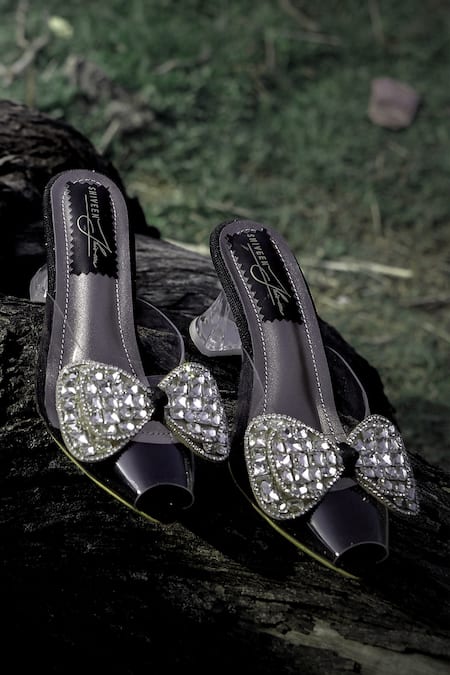 Shiveen Shiveen Black Rhinestones Designer Nocturna Heels 