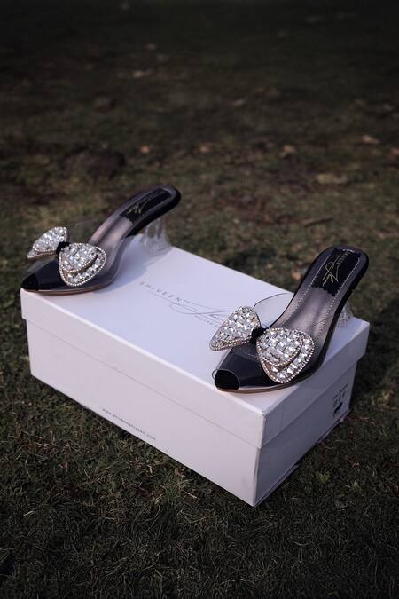 Buy Shiveen Shiveen Black Rhinestones Designer Nocturna Heels Buy_Shiveen Shiveen_Black Rhinestones Designer Nocturna Heels