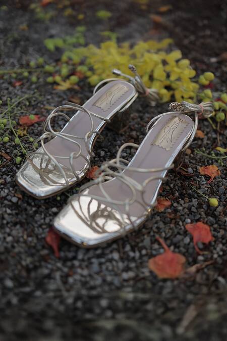 Buy_Shiveen Shiveen_Ivory Fiora Wrap-around Strap Heels _Online_at_Aza_Fashions