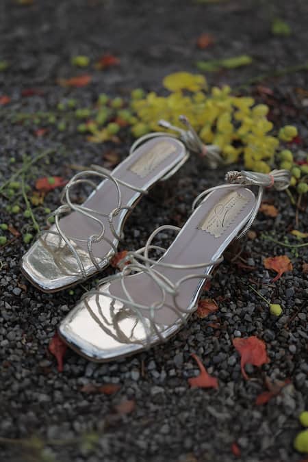 Shiveen Shiveen Ivory Fiora Wrap-around Strap Heels 