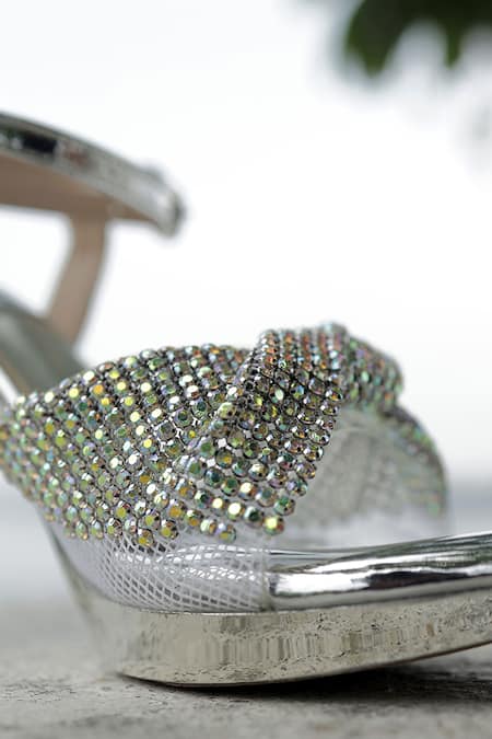 Shiveen Shiveen_Silver Rhinestones Designer Bellezza Heels _Online_at_Aza_Fashions