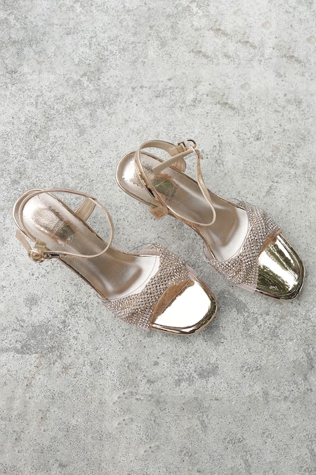 Shiveen Shiveen Rose Gold Rhinestones Aurielle Heels 
