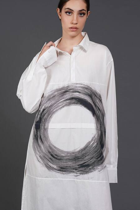 Shop Samant Chauhan White Cotton Collared Artist Circle Shirt Online at Aza Fashions Shop_Samant Chauhan_White Cotton Collared Artist Circle Shirt _Online_at_Aza_Fashions