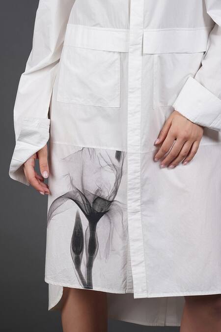 Buy Samant Chauhan White Cotton Collared Mono Tulip Shirt Dress Buy_Samant Chauhan_White Cotton Collared Mono Tulip Shirt Dress