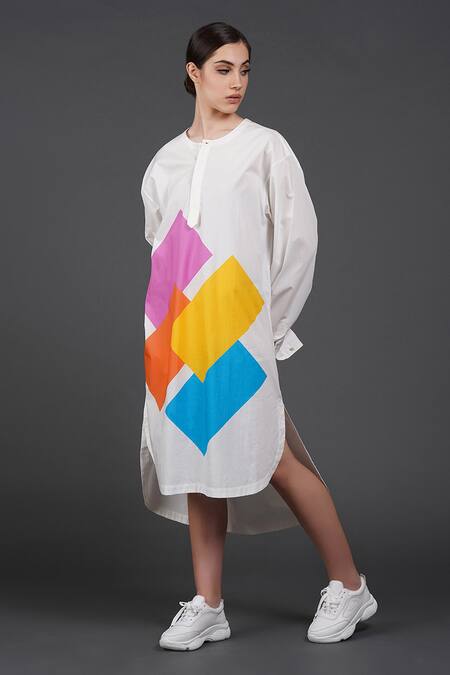 Buy Samant Chauhan White Cotton Round Neck Bright Form Shirt Dress Online at Aza Fashions Buy_Samant Chauhan_White Cotton Round Neck Bright Form Shirt Dress _Online_at_Aza_Fashions