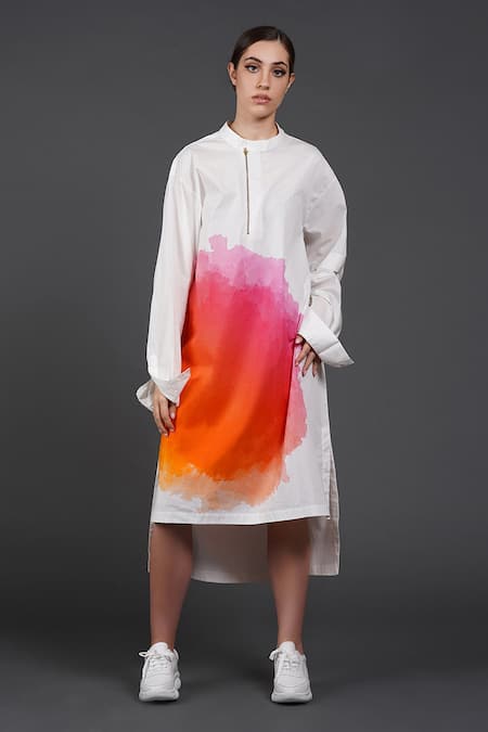 Samant Chauhan Gentle Coral Shirt Dress 