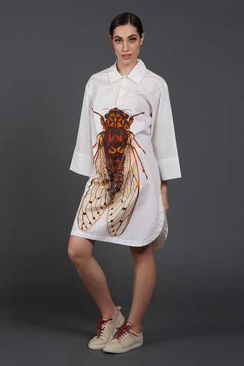 green emerald velvet dress Embroidered Shirt Dress – Samant Chauhan main image 1