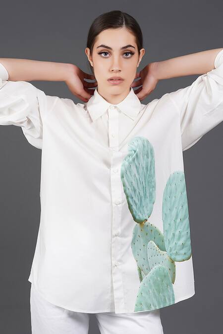 Buy_Samant Chauhan_White Cotton Collared Desert Vibes Shirt _Online_at_Aza_Fashions