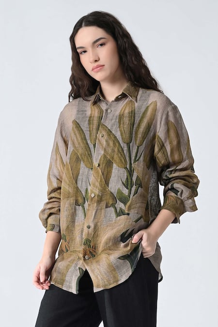 Samant Chauhan Grace Leaf Linen Shirt