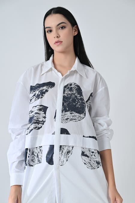 Samant Chauhan Black Stone Print Cotton Shirt 