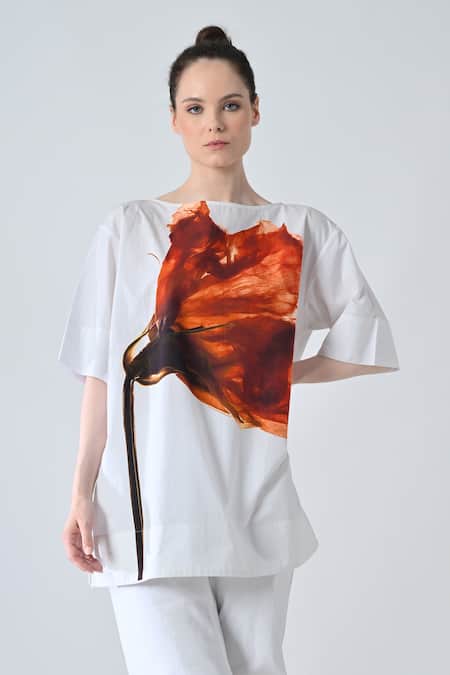 Samant Chauhan Crimson Garden Printed Top 