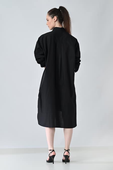 Samant Chauhan Floral Print Black Shirt Dress 