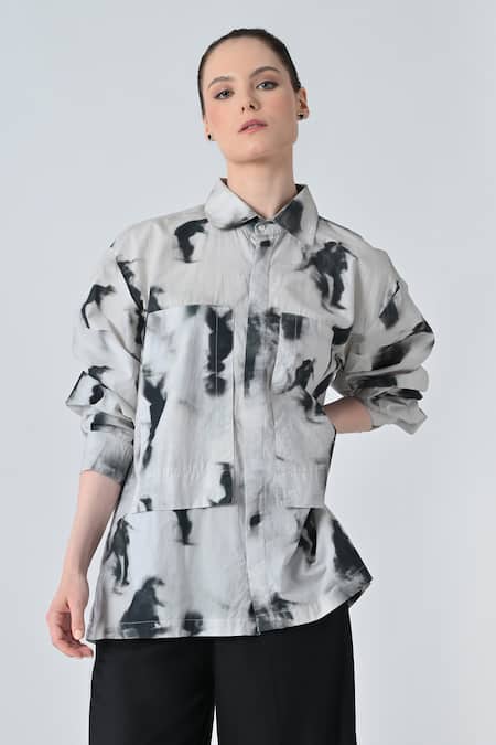 Samant Chauhan Grey Tie & Dye Shirt 