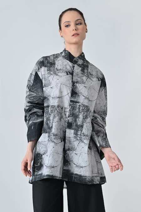 Samant Chauhan Cracked Print Designer Shirt 