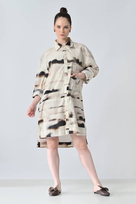 Samant Chauhan Brown Tone Shirt Dress 