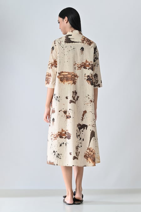 Samant Chauhan Splash Brown Shirt Dress 
