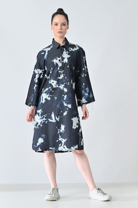 Samant Chauhan Wash Effect Cotton Shirt Dress 