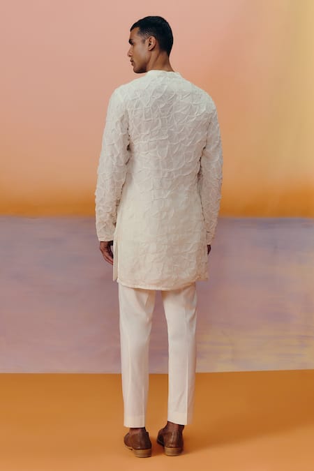 Shop Mishru Ivory Organza Remy Kurta Set at Aza Fashions Shop_Mishru_Ivory Organza Remy Kurta Set _at_Aza_Fashions