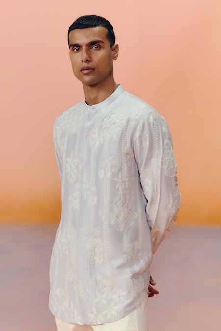 Buy Mishru Blue Embroidery Vitor Designer Kurta Pant Set Online at Aza Fashions Buy_Mishru_Blue Embroidery Vitor Designer Kurta Pant Set _Online_at_Aza_Fashions