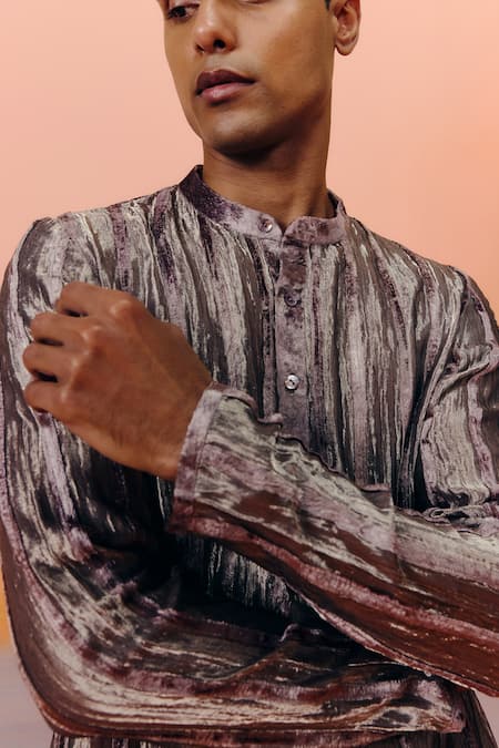 Buy Mishru Brown Tissue Otto Kurta Set Online at Aza Fashions Buy_Mishru_Brown Tissue Otto Kurta Set _Online_at_Aza_Fashions