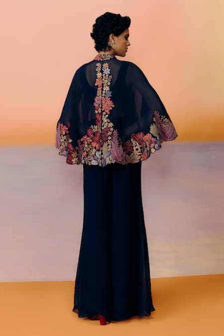 Mishru Navy Blue Kalie Cape Set 