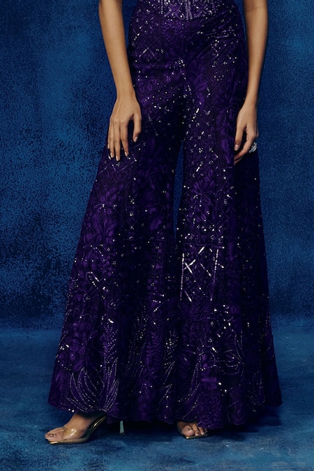 Buy Mishru Purple Tulle Sequins Sweetheart Neck Pia Corset And Sharara Set Online at Aza Fashions Buy_Mishru_Purple Tulle Sequins Sweetheart Neck Pia Corset And Sharara Set _Online_at_Aza_Fashions