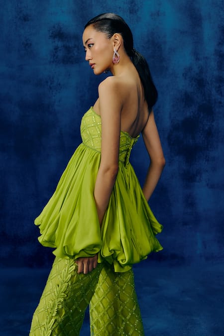 Mishru Lime Green Rita Peplum Set 