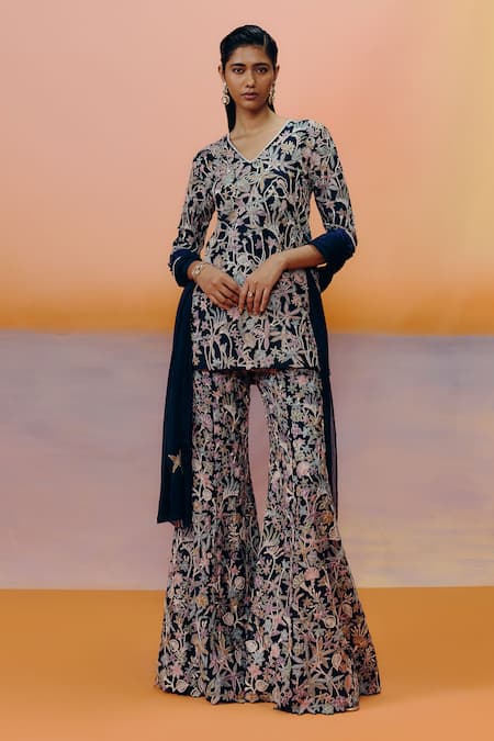 Mishru Caradonna Embroidered Kurta Sharara Set 