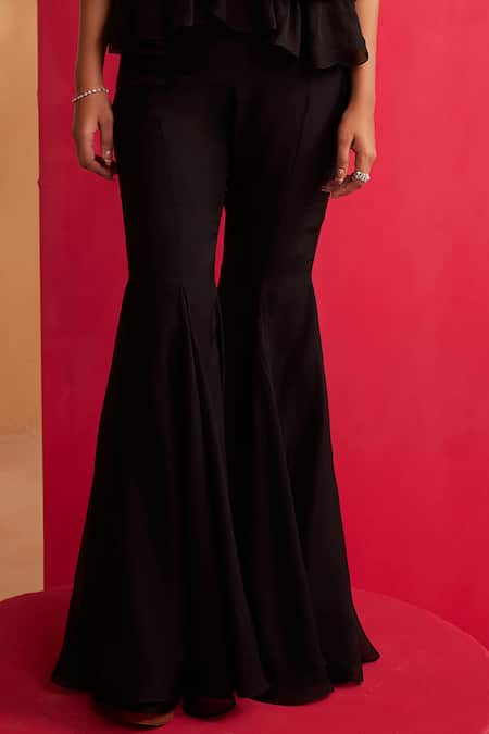 Buy_Aakansha Gupta_Black Organza, Shantoon Stones Round Neck Skye Co-ord Set 