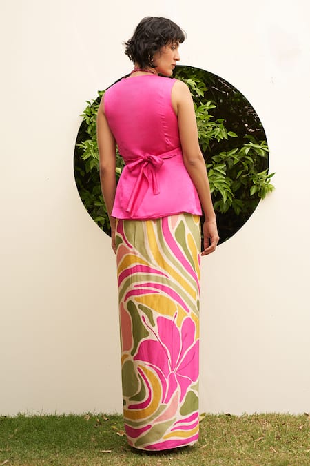 Zwaan Pink Linen Satin Designer Mari Top 