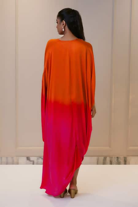 Omana By Ranjana Bothra Ombre Silk Satin Kaftan 