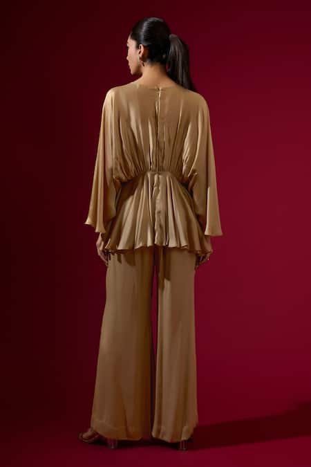 Omana By Ranjana Bothra Camel Gold Designer Top & Pant Set 