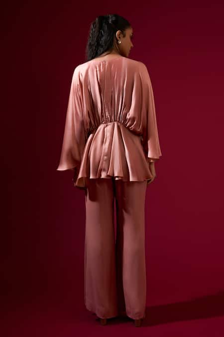 Omana By Ranjana Bothra Mocha Pink Designer Top & Pant Set 