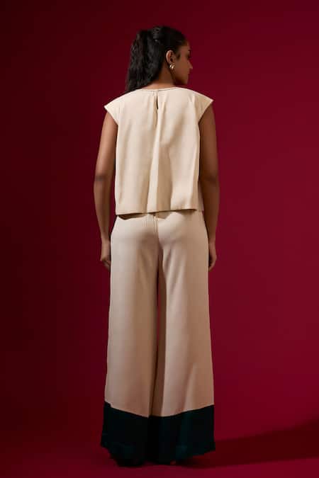 Omana By Ranjana Bothra Ivory Designer Top & Trouser Set 